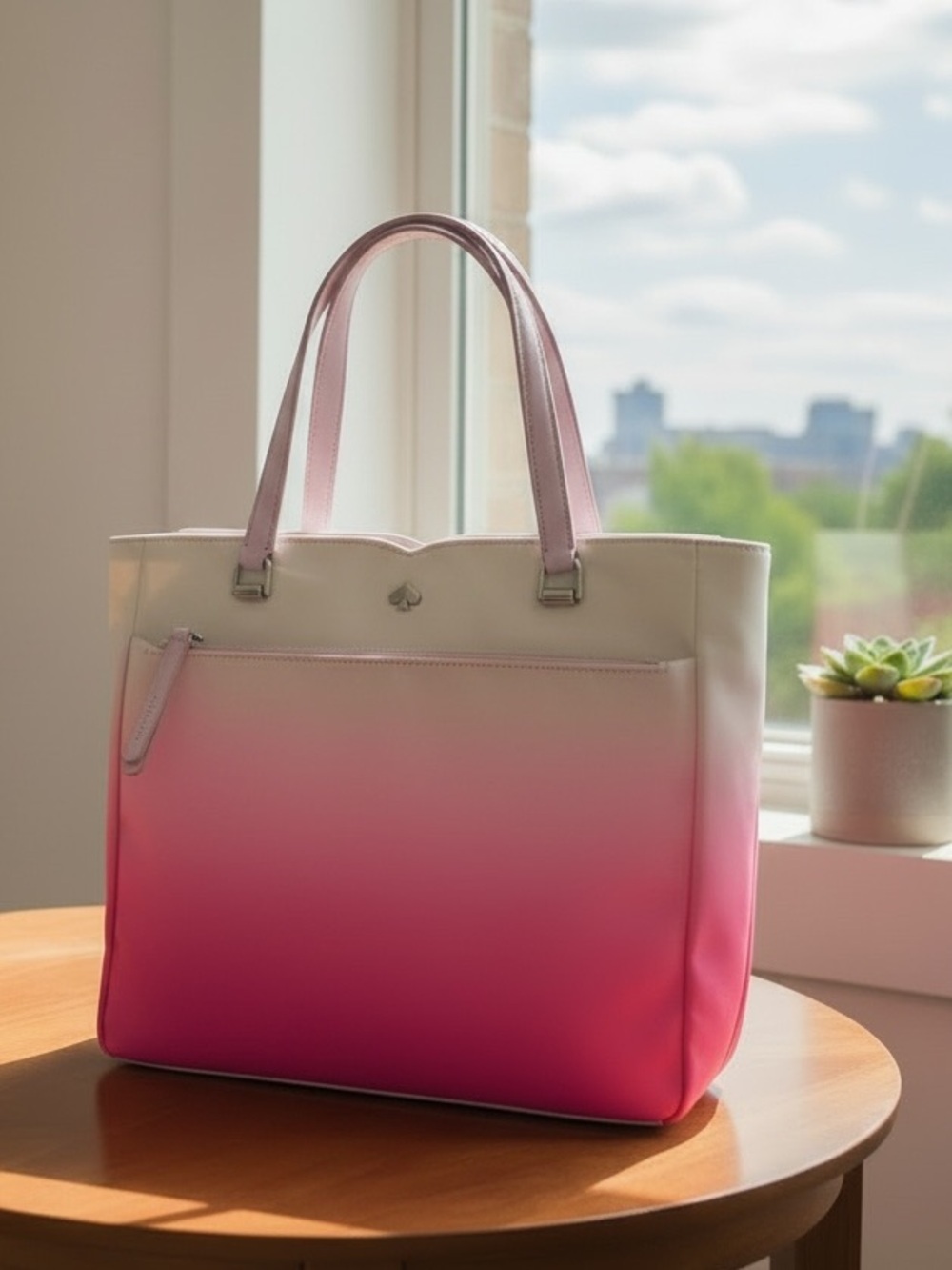 Kate Spade Pink White Ombre Nylon Tote Bag